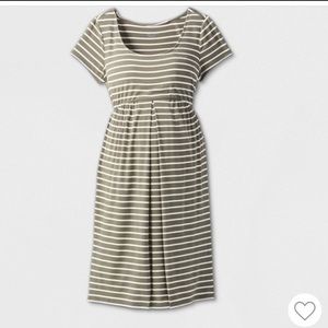 Green striped maternity dress